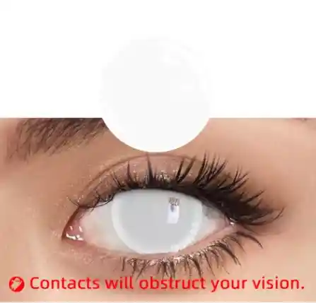 Lentes De Contacto Color Blanco Circulo Total Halloween Disfraz