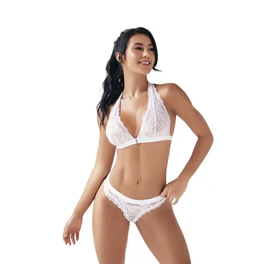 Conjunto Lencería Niza Talla S/m Blanco Lerot Encaje