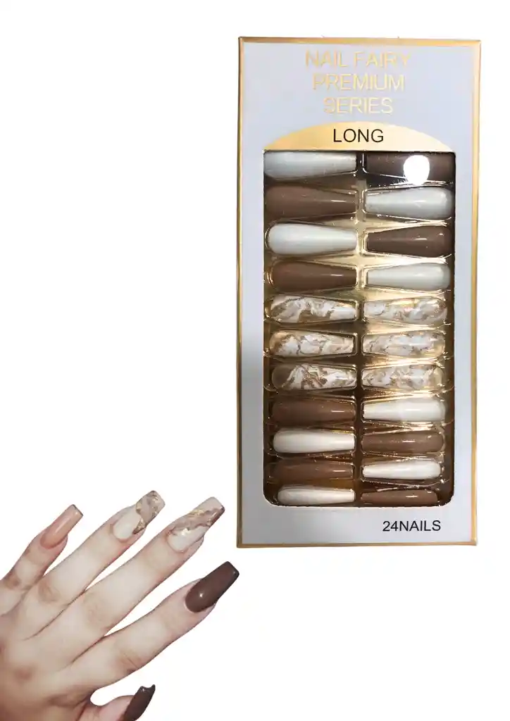 Uñas Postizas Profesionales Decoradas Largas Cuadradas Abs X24unds