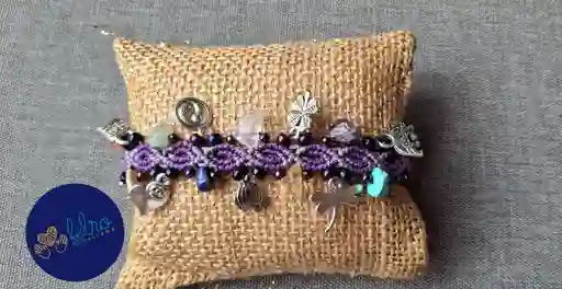 Pulsera Con Piedras/ Hecho A Mano/ Sueño Lila
