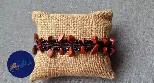 Pulsera Con Piedras/ Hecho A Mano/ Sombras De Vino Jaspe