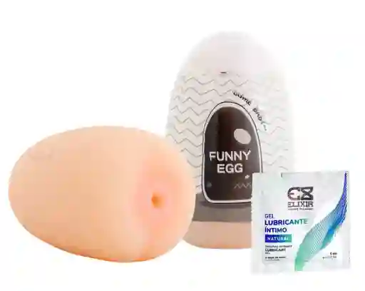 Kit Funny Egg: Huevo Masturbador Textura Ansl + Lubricante Neutro