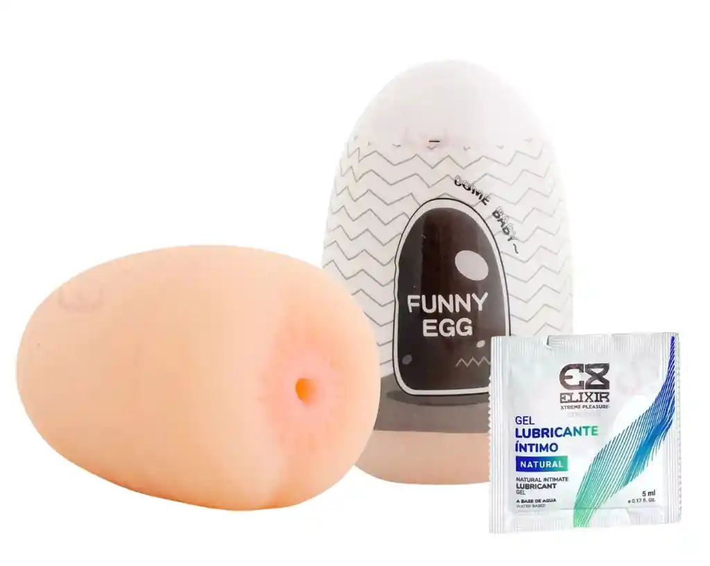 Kit Funny Egg: Huevo Masturbador Textura Ansl + Lubricante Neutro