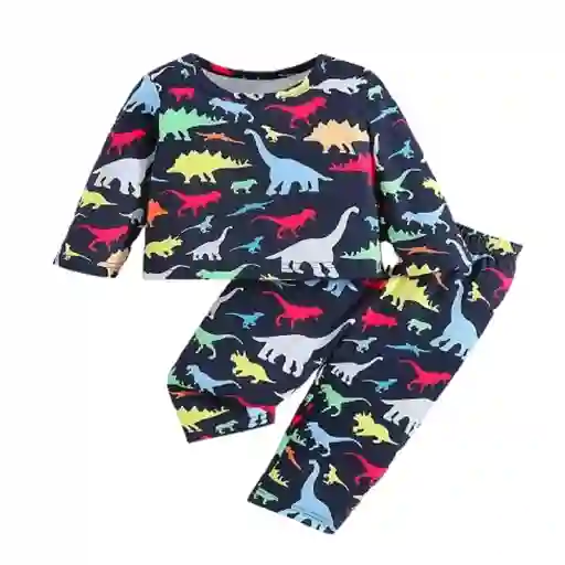 Conjunto Color Azul Oscuro Con Dinosaurios Talla 9-12 Meses