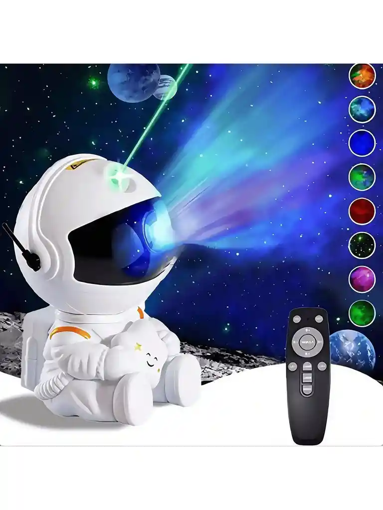Proyector De Luz Nocturna Astronauta Galaxia Multicolor