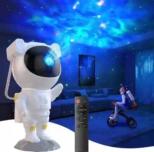 Proyector De Luz Nocturna Astronauta Galaxia Multicolor