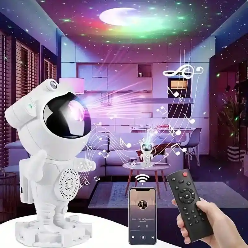 Proyector De Luz Nocturna Astronauta Galaxia Multicolor