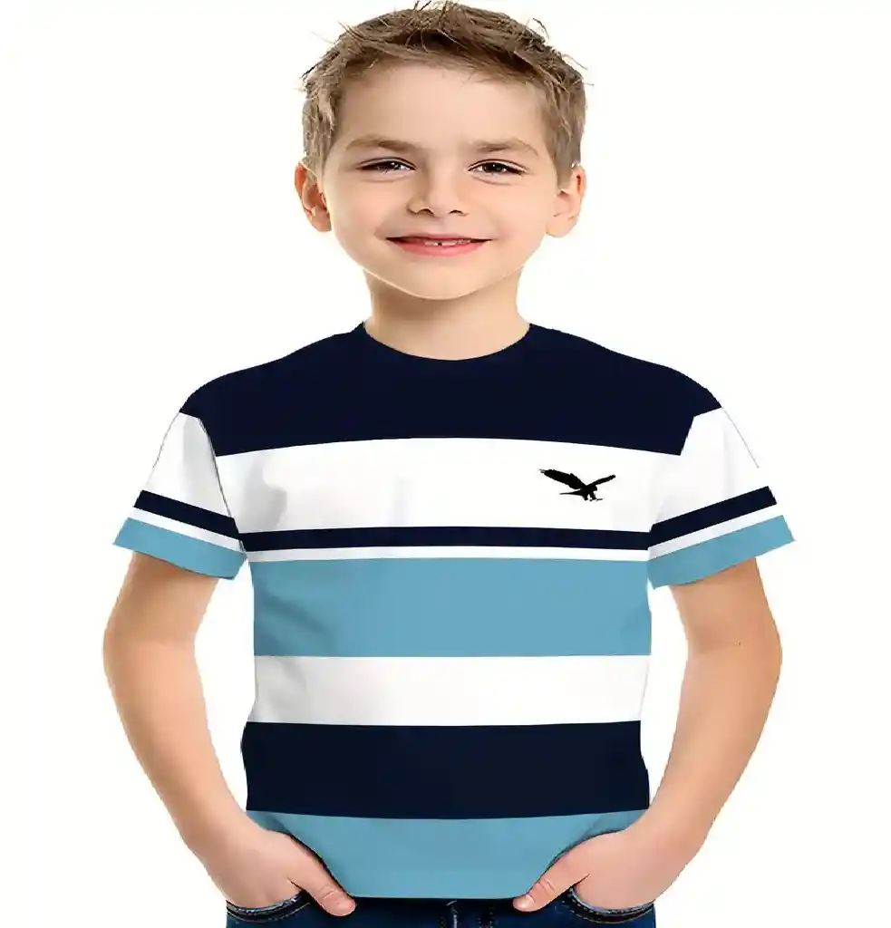 Camiseta Color Azul Para Niño Talla 5-6 Años