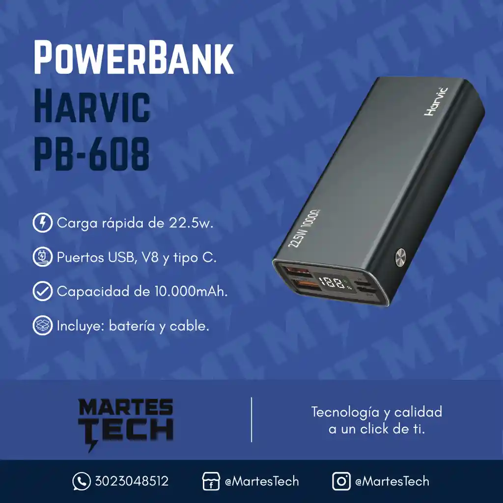 Mini Powerbank Harvic 10.000mah