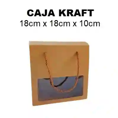 Caja De Kraft Regalo 18x18x10 Cm Con Ventana