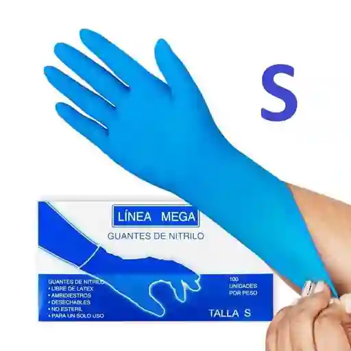 Guantes Nitrilo Azul Talla S Por 100und Linea Mega