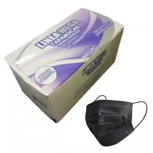 Tapabocas Desechable Negro X 50und Linea Mega