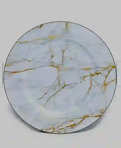 Plato Base 33 Cms Blanco Marmolizado, Plato De Carga