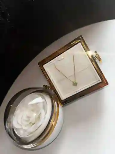 cadena Trébol Verde En Oro Laminado 18 K