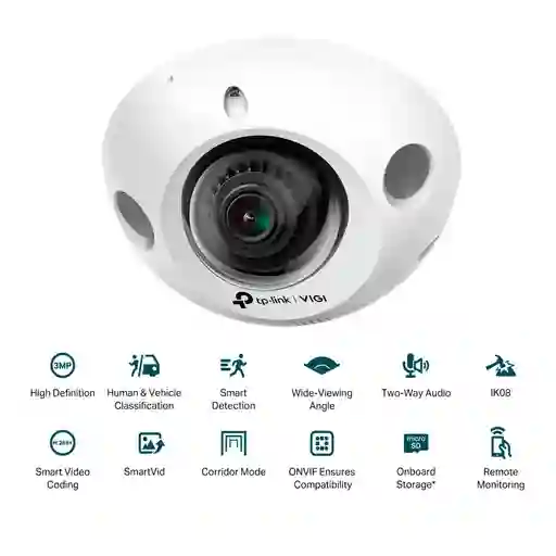 Vigi Mini Domo 3mp 2.8mm Micrófono Parlante Ai Detección Ip