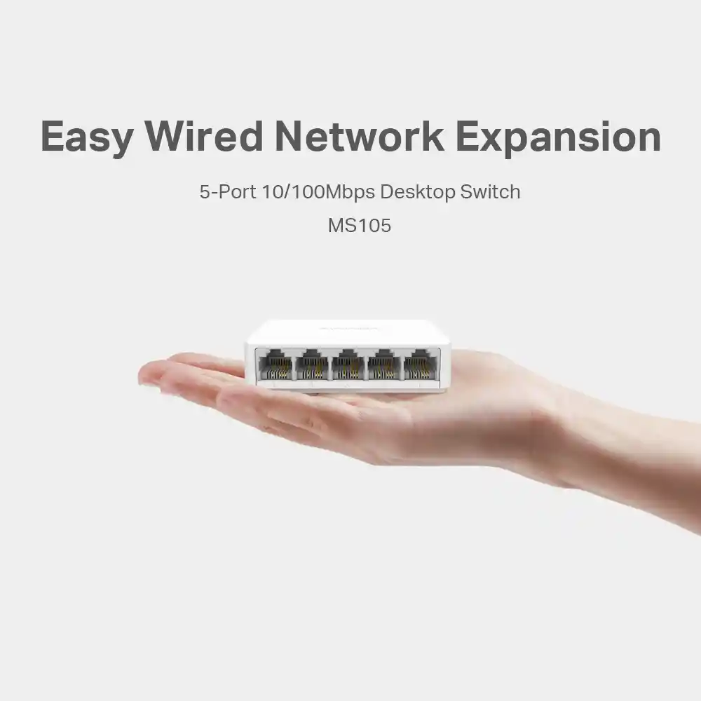 Switch De Red 5 Puertos Base Cieb Mercusys Ms105 / Multiplica Los Puertos De Red De Tu Router