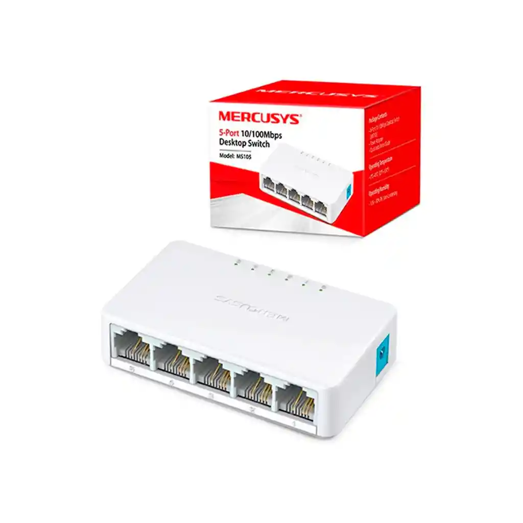 Switch De Red 5 Puertos Base Cieb Mercusys Ms105 / Multiplica Los Puertos De Red De Tu Router