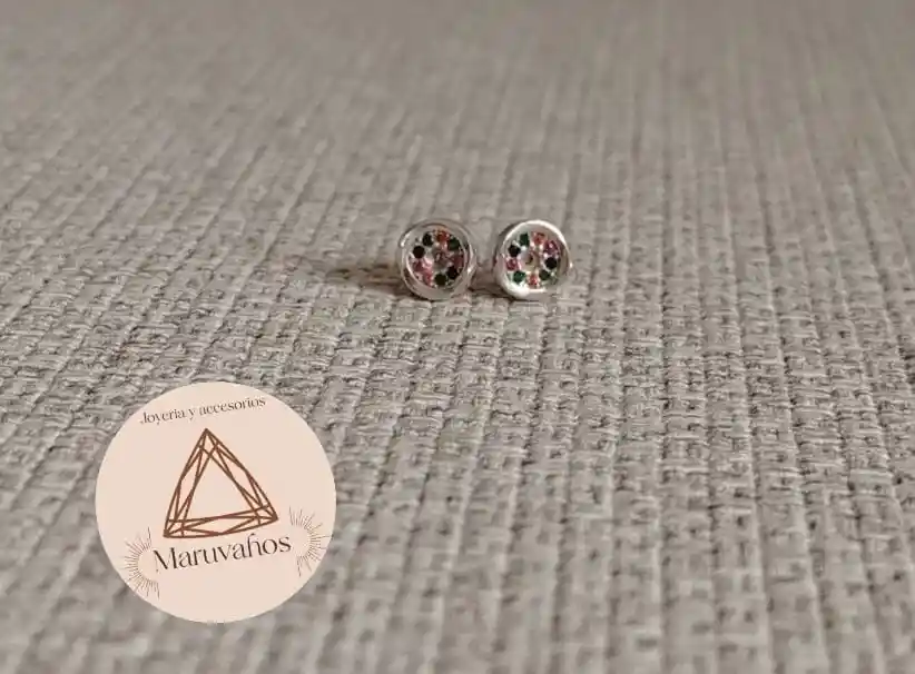 Topos En Plata 925 Circon De Colores