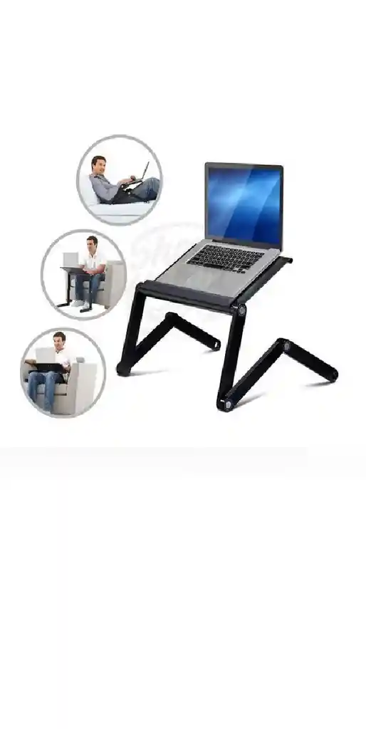 Mesa Portátil Ajustable Multifuncional Plegable Negra