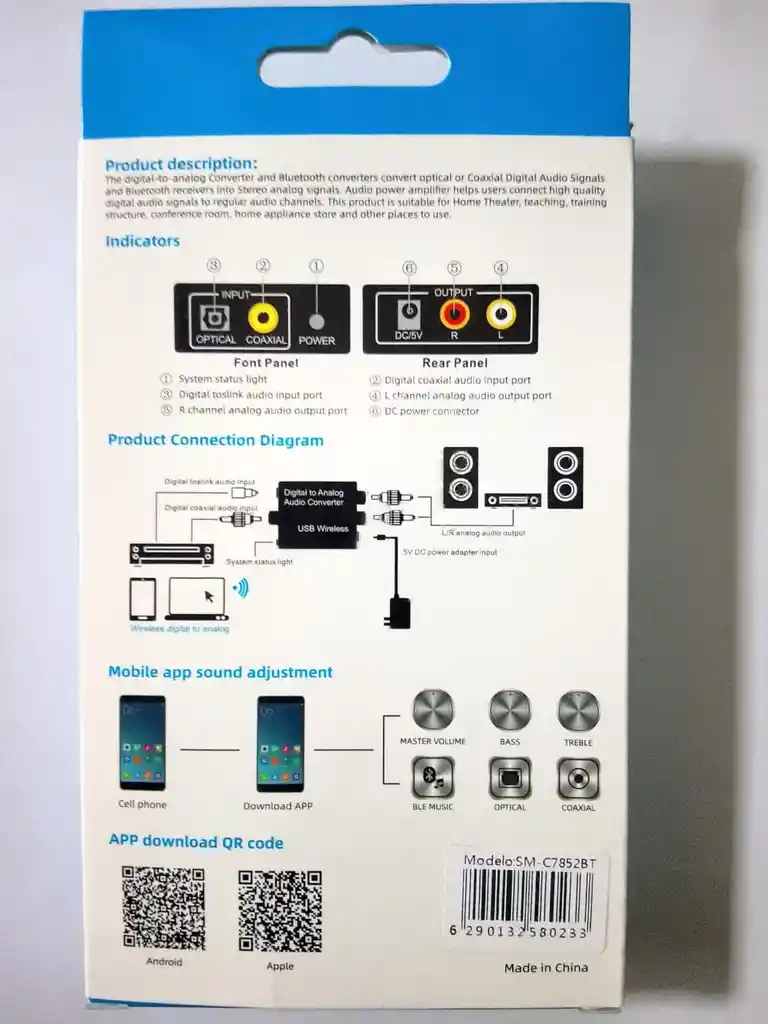 🎧 Convertidor Digital A Analógico + Usb Wireless Bt 5.0
