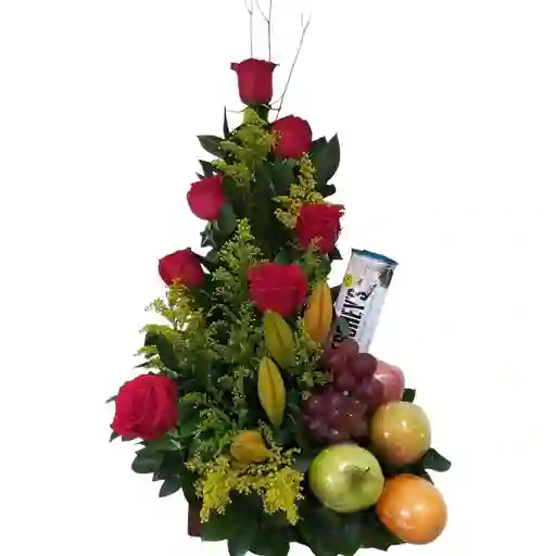Arreglo De Rosas Con Frutas Y Chocolate