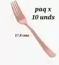 Tenedor Plástico Desechables Oro Rosa, Cubierto De Lujo, Cubierto Elegante