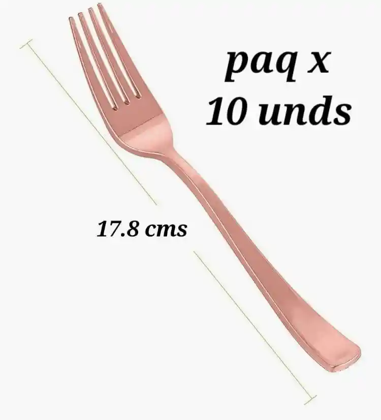 Tenedor Plástico Desechables Oro Rosa, Cubierto De Lujo, Cubierto Elegante
