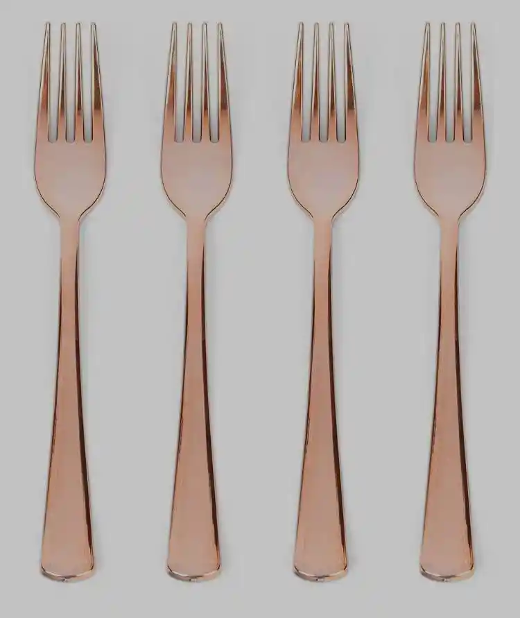 Tenedor Plástico Desechables Oro Rosa, Cubierto De Lujo, Cubierto Elegante