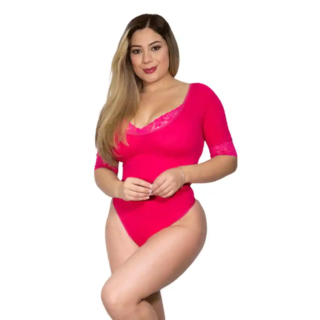 4058-body Moldeador De Uso Exterior Con Manga 3/4 Color: Fucsia Talla: L/xl