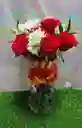 Jarron Decriistal De Rosas Con Follaje