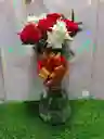 Jarron Decriistal De Rosas Con Follaje