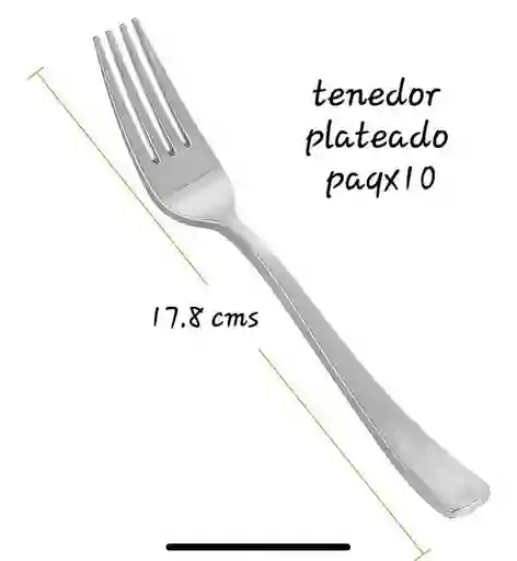 Tenedor Plateado Plástico Desechable