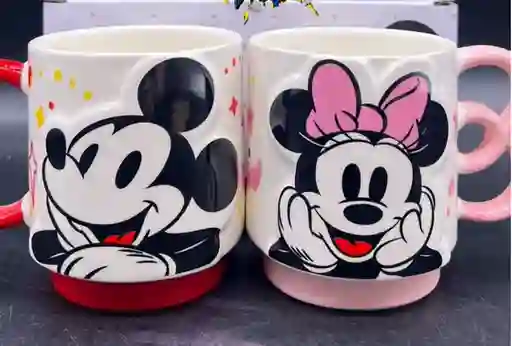 Par Mugs Taza Pocillo Vaso Ceramica Motivo Mickey Mouse Y Minnie