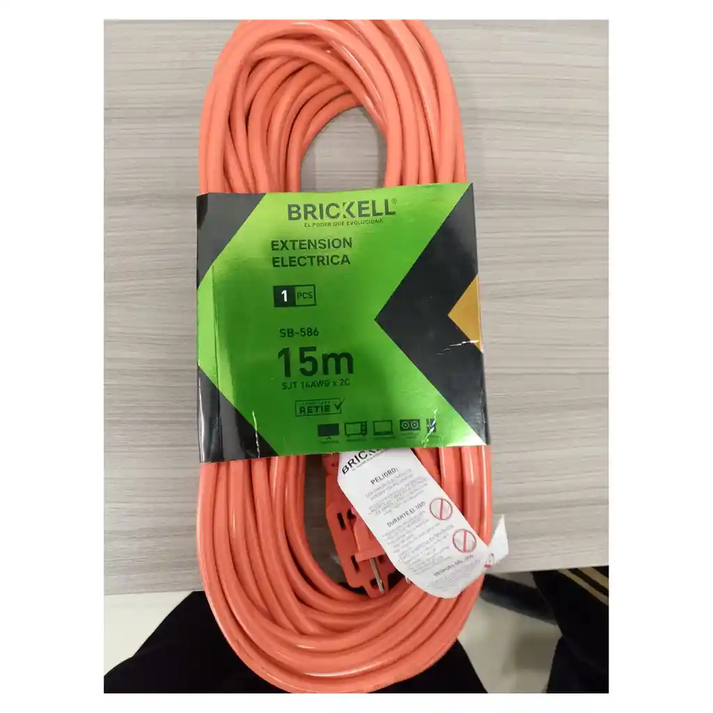 Extension Electrica Naranja De Alta Resistencia 15mts