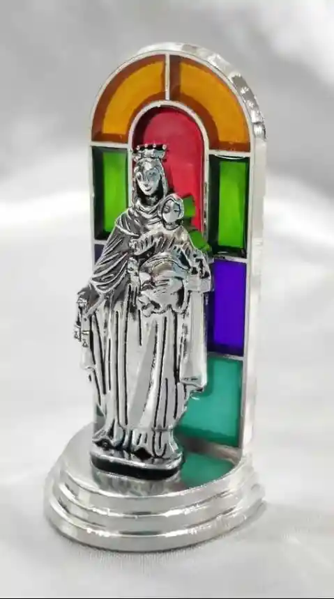 Figura Religiosa Virgen Del Carmen Mini Plateada 6cm