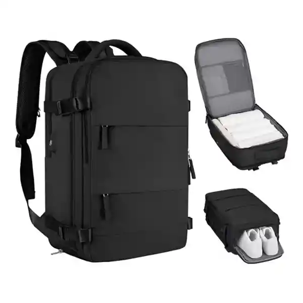 Maleta De Mano Para Cabina Viaje Y Ordenador Usb Impermeable Negro