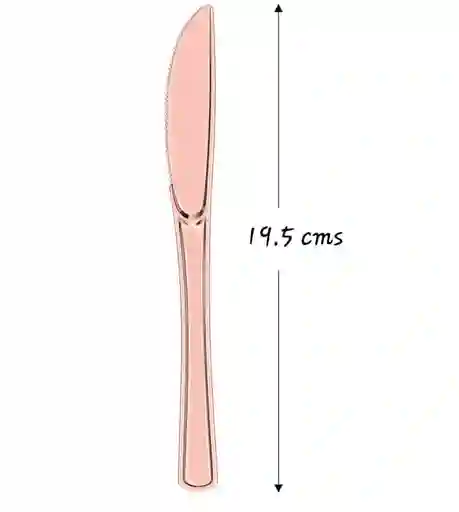 Cuchillo Plástico Desechable Oro Rosa 19.5 Cms