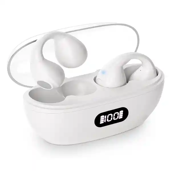 Auriculares Earcuff Conducción Osea Pq3 Inalámbricos Bluetooth Color Blanco O Negro