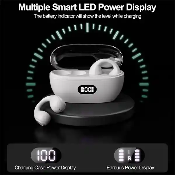 Auriculares Earcuff Conducción Osea Pq3 Inalámbricos Bluetooth Color Blanco O Negro