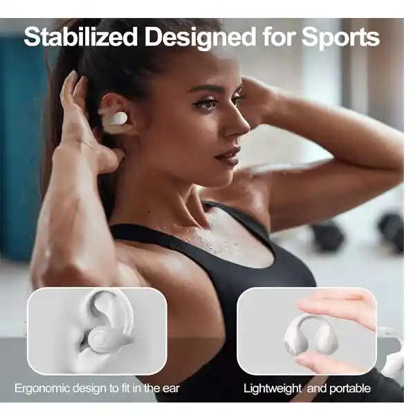 Auriculares Earcuff Conducción Osea Pq3 Inalámbricos Bluetooth Color Blanco O Negro