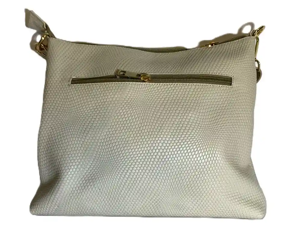 Bolso Cuero Natural Textura Blanco