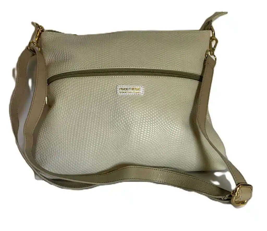 Bolso Cuero Natural Textura Blanco