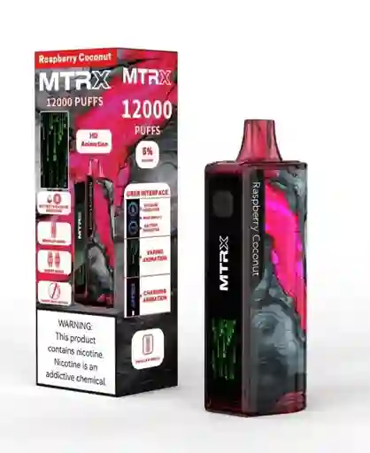 Vaper Mtrx Recargable 12000puff - Raspberry Coconut
