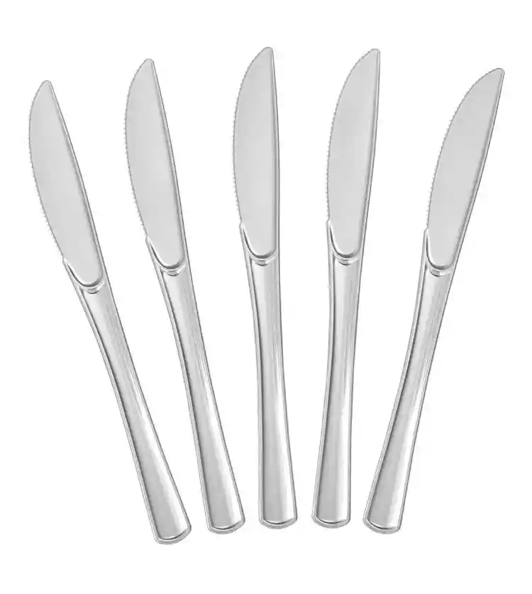 Cuchillo Plástico Desechable Plateado