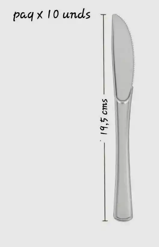 Cuchillo Plástico Desechable Plateado