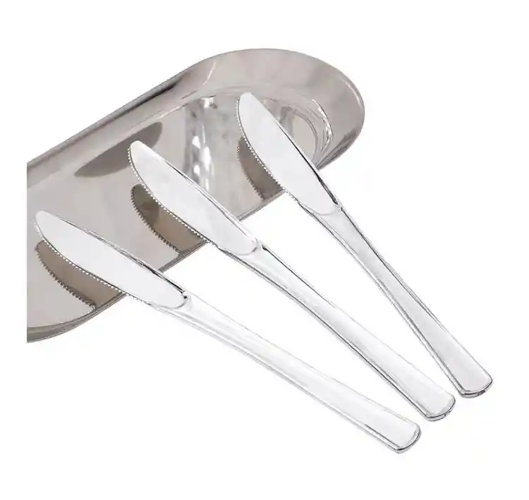 Cuchillo Plástico Desechable Plateado