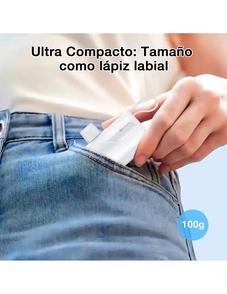 Power Bank 4500mah Batería Portátil Tipo C Con Usb-a Mini Color Blanco