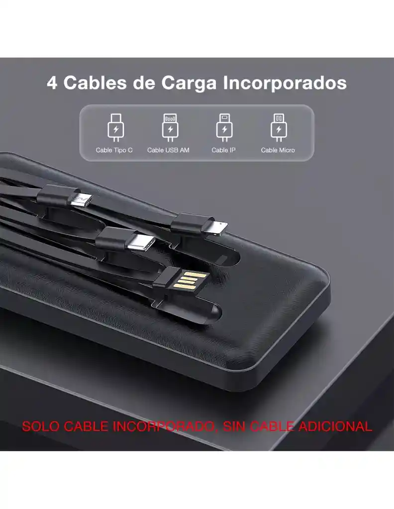 Power Bank 10000mah Batería Portátil 1hora Gar148 Color Negro