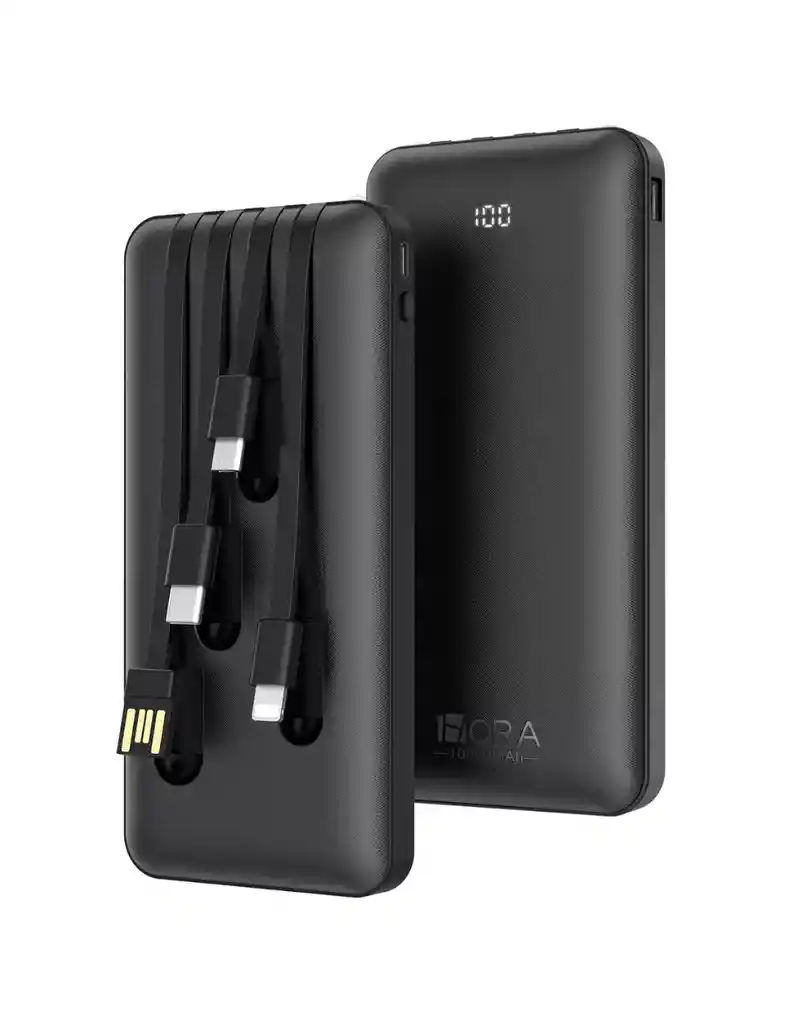 Power Bank 10000mah Batería Portátil 1hora Gar148 Color Negro