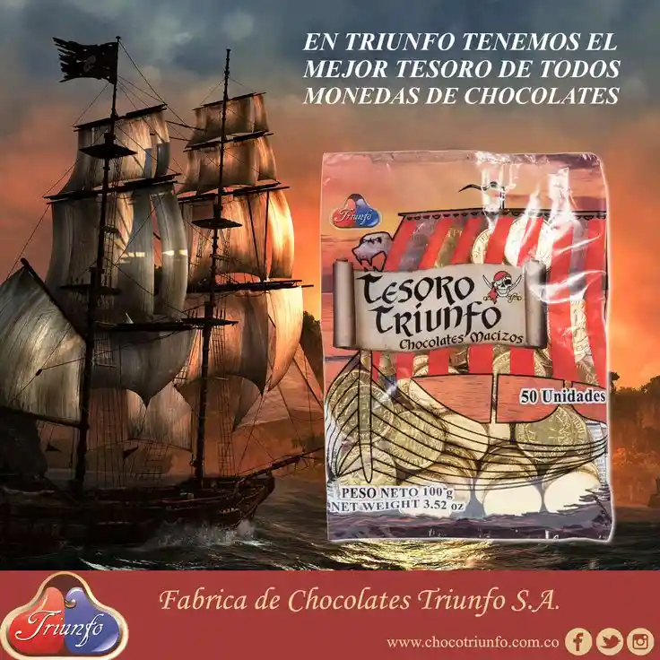 Monedas De Chocolate Tesoro Triunfo X 50